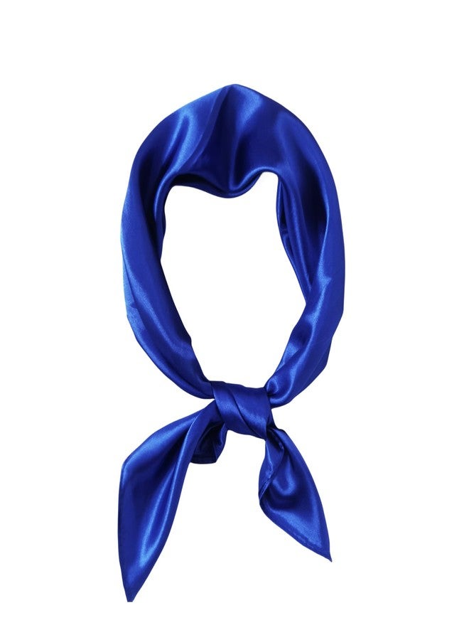 Bwerfuet Women Satin Scarf Vintage Square Stain Scarf Wrap Neck Scarf for Halloween (Royal Blue) - Image 1